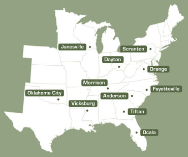 Union Corrugating Locations and Coverage